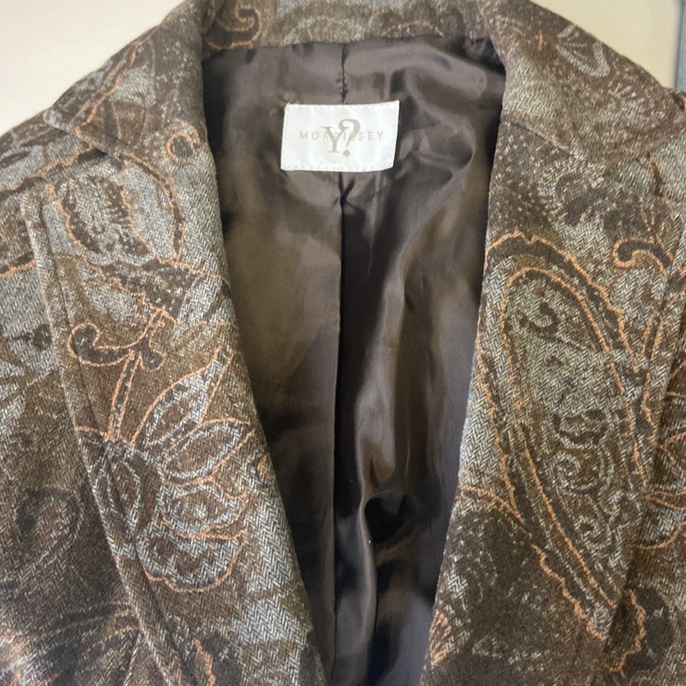 Blazer Belted Patterned Cropped Jacket Size 2 - image 6